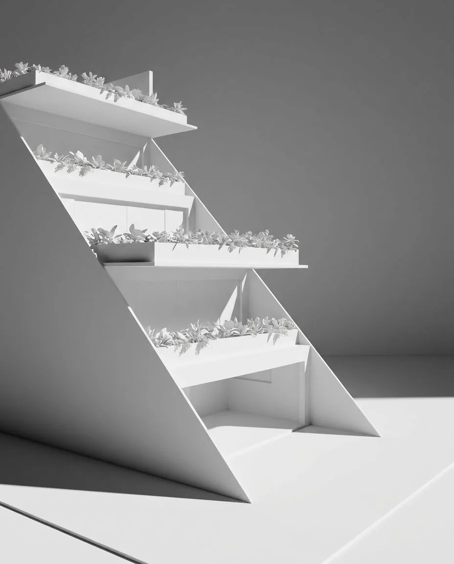 Terraced planter section — white study model